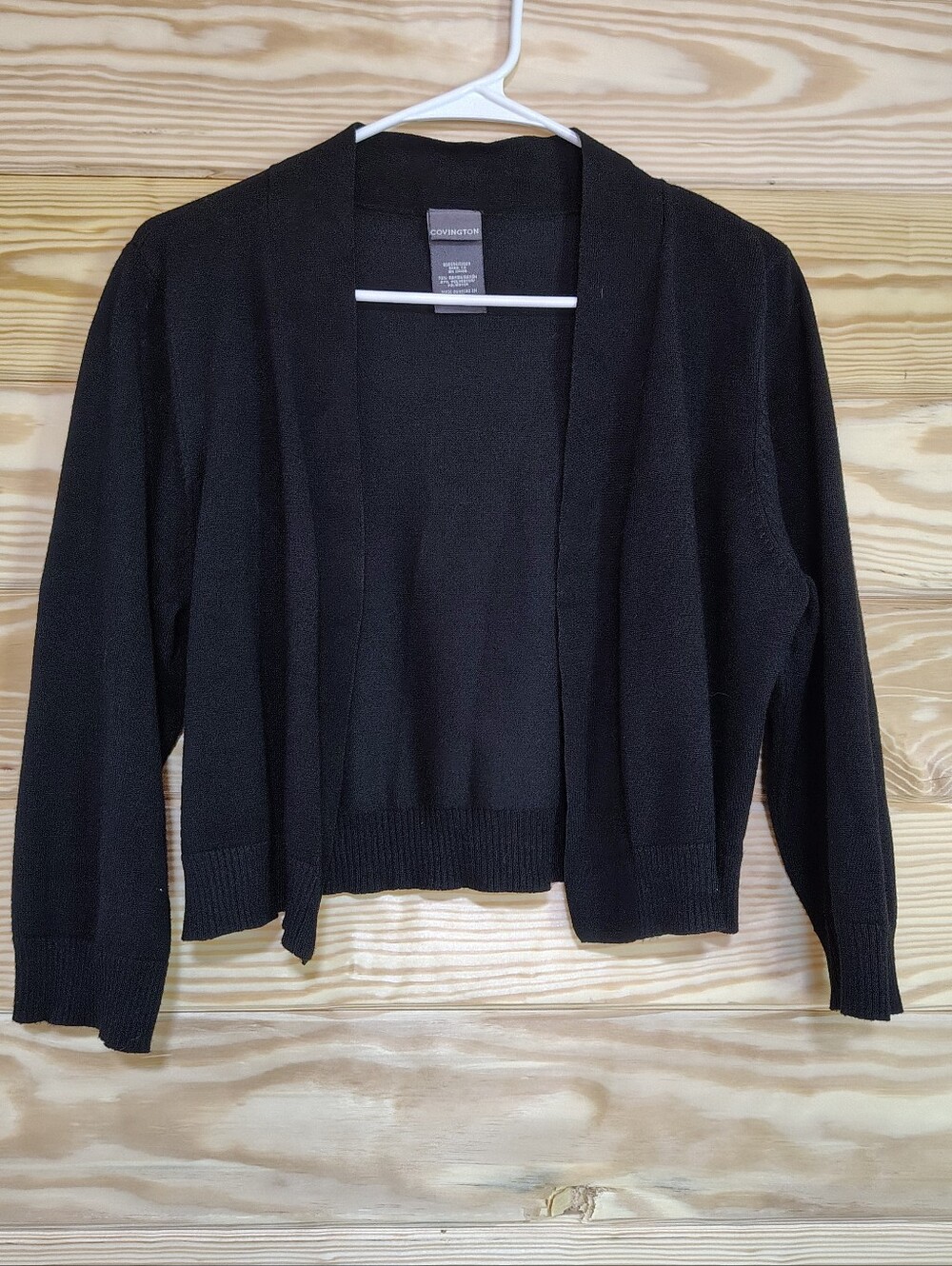 Covington Black Bolero L Lightweight Open-Front Women's Cardigan Sweater Preppy